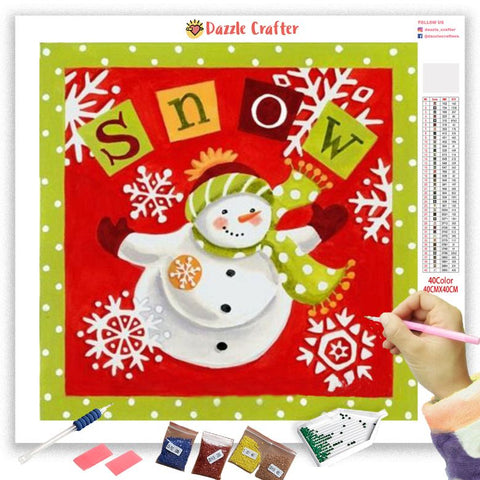 Image of SNOWMAN AND SNOWFLAKES Diamond Painting Kit