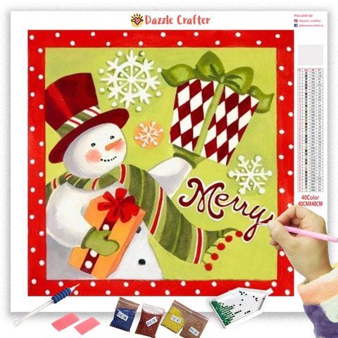 Image of MERRY CHRISTMAS SNOWMAN Diamond Painting Kit