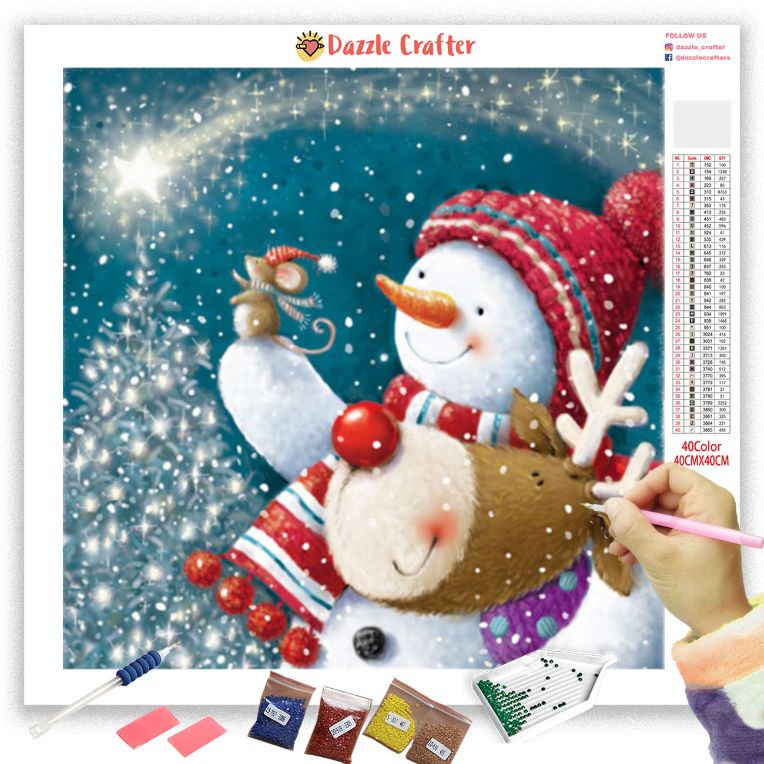 SPARKLE AND SHINE SNOWMAN Diamond Painting Kit