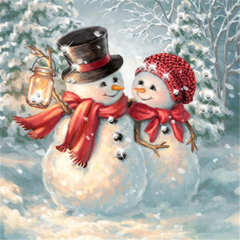 Image of BEST BUDDIES SNOWMAN Diamond Painting Kit