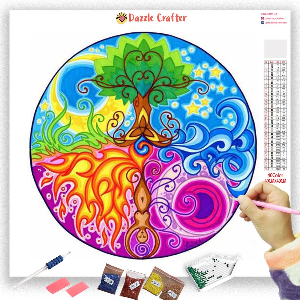 COLORFUL TREE MANDALA Diamond Painting Kit – DAZZLE CRAFTER