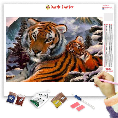 Image of TIGER AND CUB  Diamond Painting Kit