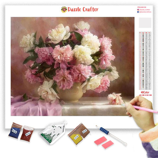 PINK PEONY Diamond Painting Kit - DAZZLE CRAFTER