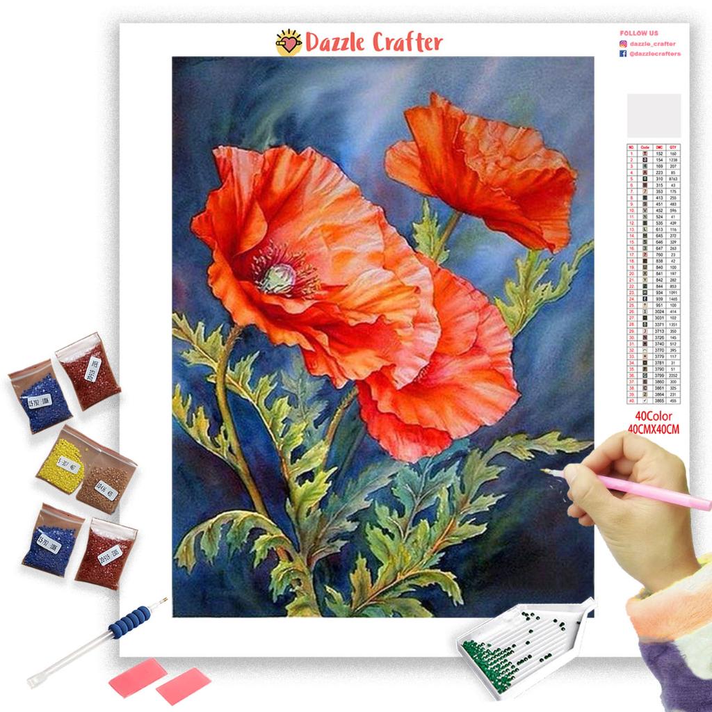 RED FLOWERS SERIES Diamond Painting Kit – DAZZLE CRAFTER