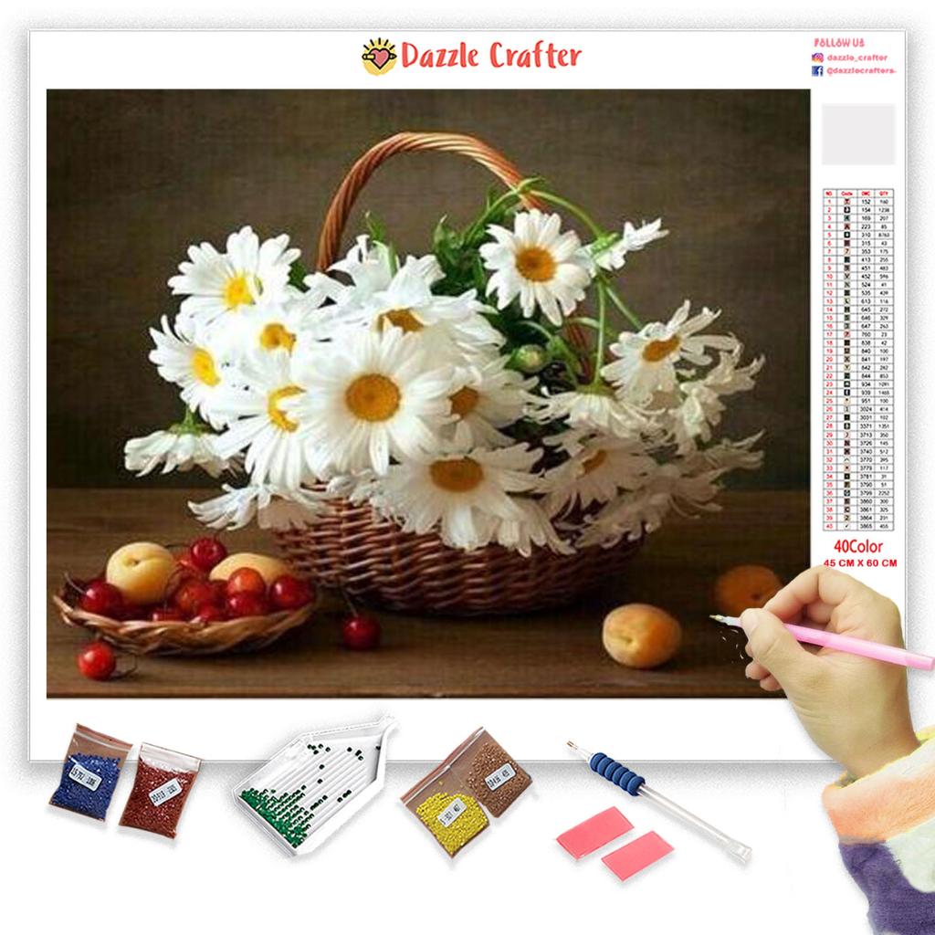 WHITE DAISIES Diamond Painting Kit
