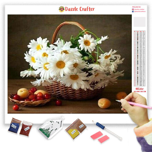 WHITE DAISIES Diamond Painting Kit