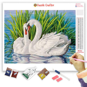 WHITE SWAN LOVE Diamond Painting Kit
