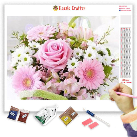 Image of PRETTY PINK FLOWERS Diamond Painting Kit
