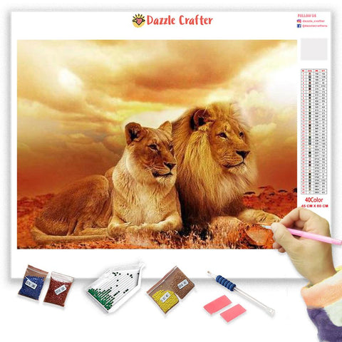 Image of THE LION COUPLE Diamond Painting Kit