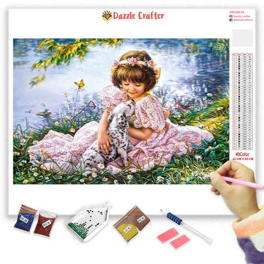 ANGEL WITH PUPPY          Diamond Painting Kit