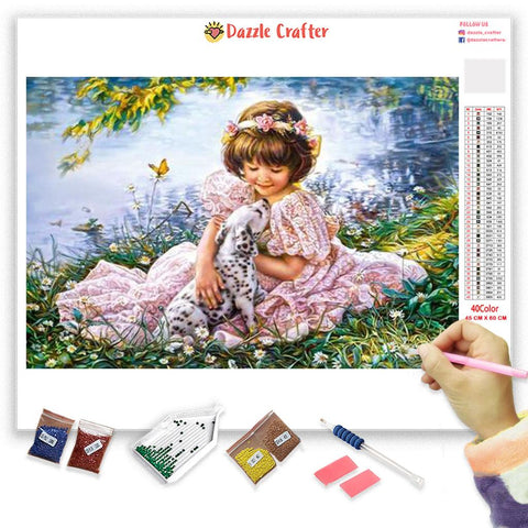 Image of ANGEL WITH PUPPY          Diamond Painting Kit