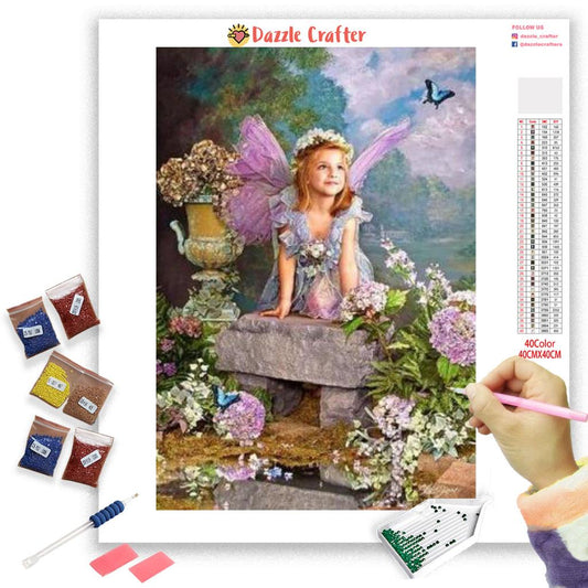 ANGEL WITH LILAC FLOWERS Diamond Painting Kit