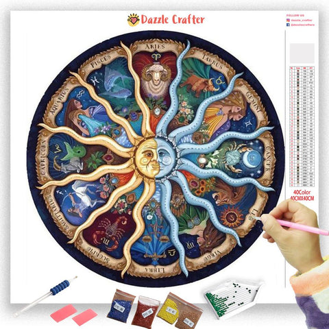 Image of SUN SIGNS MANDALA Diamond Painting Kit