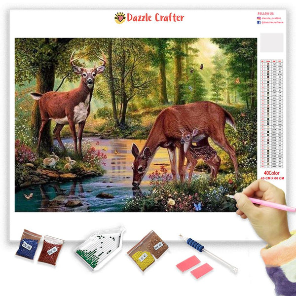 DEER IN THE FOREST Diamond Painting Kit – DAZZLE CRAFTER