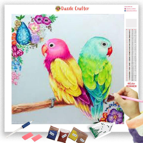 Image of TWO PARROTS Diamond Painting Kit