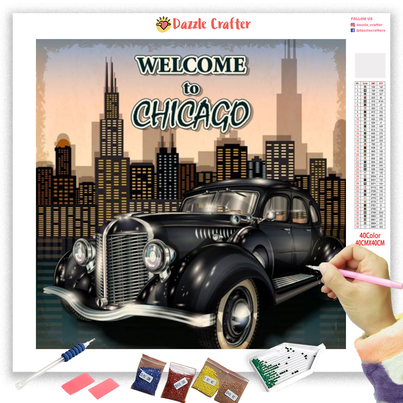 TRAVEL TO CHICAGO VINTAGE Diamond Painting Kit