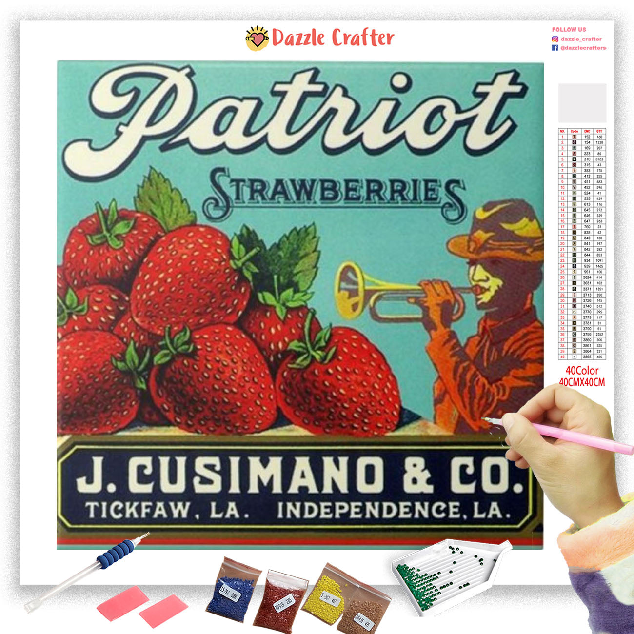 PATRIOT STRAWBERRIES VINTAGE Diamond Painting Kit