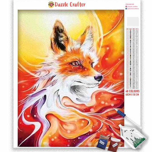 FIERY ORANGE WOLF Diamond Painting Kit