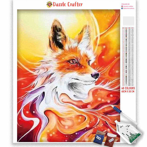 Image of FIERY ORANGE WOLF Diamond Painting Kit