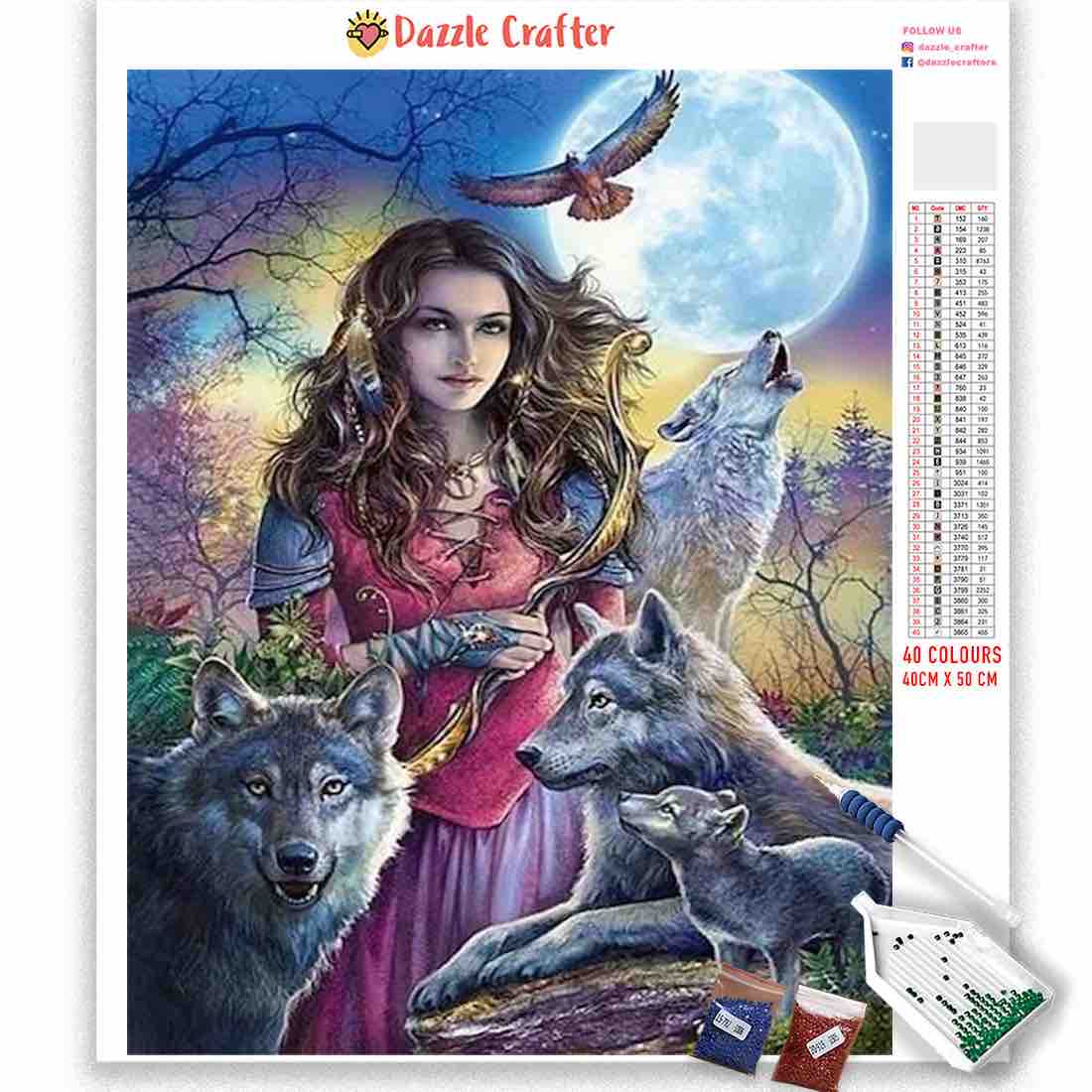 BEAUTY WITH WOLVES Diamond Painting Kit