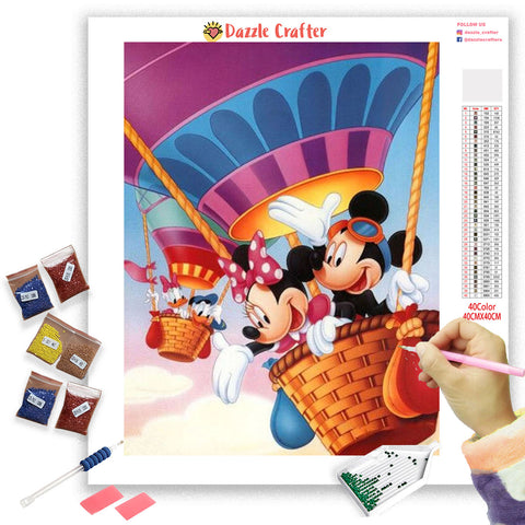 Image of MICKEY IN A HOT AIR BALLOON Diamond Painting Kit