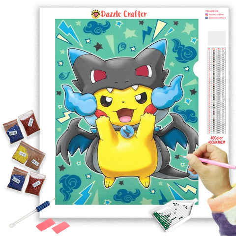 Image of PIKACHU PLAYING MONSTER Diamond Painting Kit