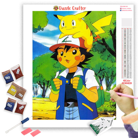 Image of ASH & PIKACHU Diamond Painting Kit