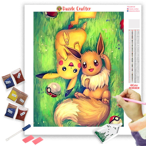 Image of PIKACHU & EEVEE Diamond Painting Kit