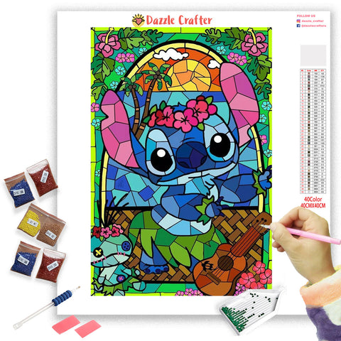 Image of BLUE KOALA STAINED GLASS  Diamond Painting Kit