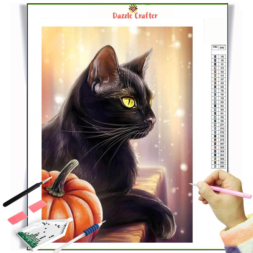 HALLOWEEN BLACK CAT Diamond Painting Kit – DAZZLE CRAFTER