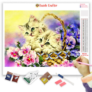 KITTENS IN WICKER BASKET Diamond Painting Kit - DAZZLE CRAFTER