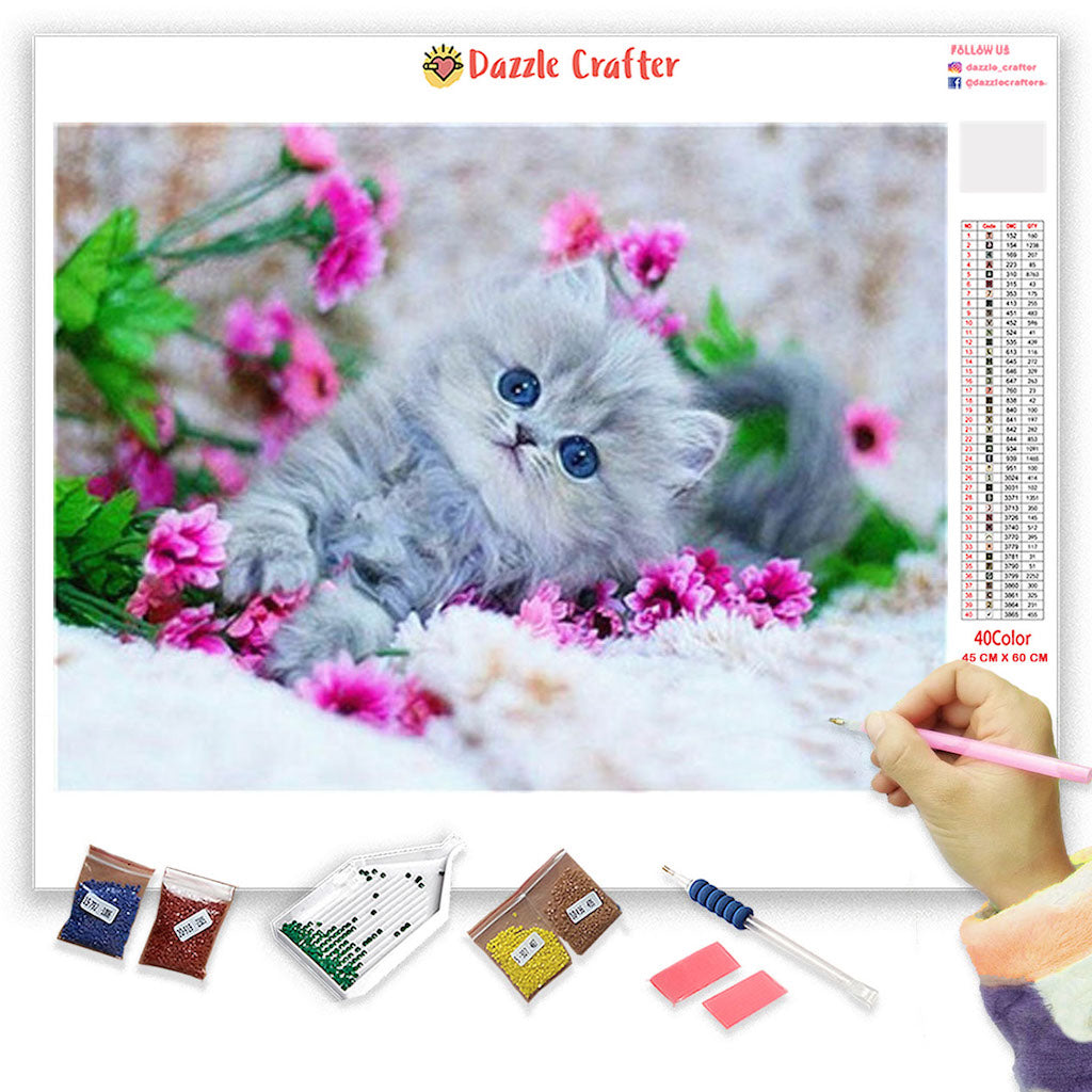 SNOW WHITE CUTE KITTEN Diamond Painting Kit - DAZZLE CRAFTER