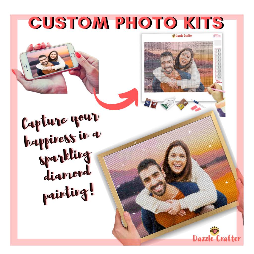 CUSTOM PHOTO WITH TROPICAL FLOWER FRAME - MAKE YOUR OWN DIAMOND PAINTING