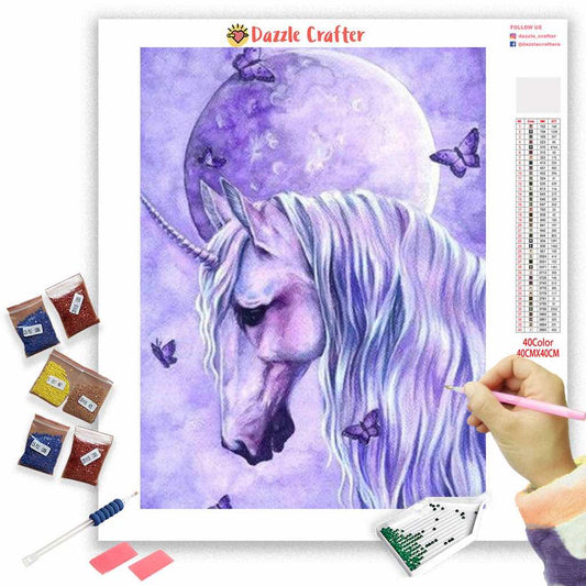 LILAC PURPLE SOMBRE UNICORN Diamond Painting Kit