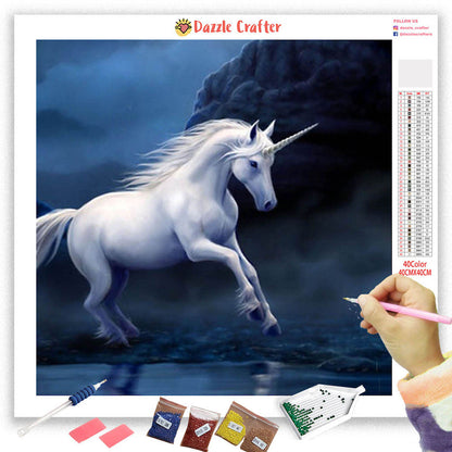 WHITE HEAVENLY UNICORN Diamond Painting Kit