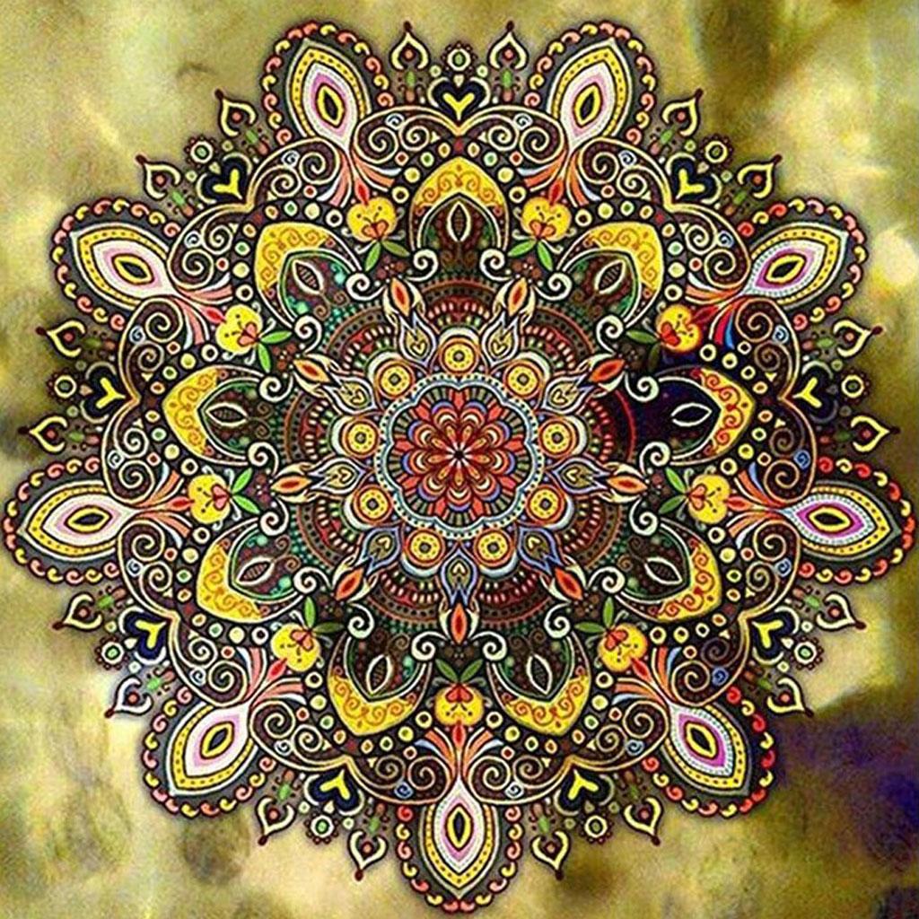 Gold Mandala Diamond Embroidery  Abstract Flower Diamond Painting Kit– Diamond  Paintings Store