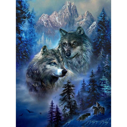 WOLF PAIR IN THE MOUNTAINS Diamond Painting Kit