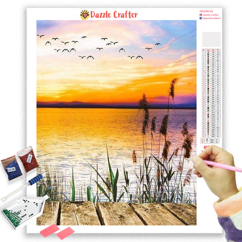 Image of SUNRISE BY THE LAKE Diamond Painting Kit