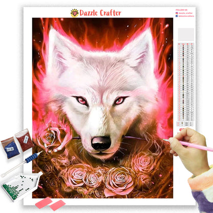 RED ROSES WOLF Diamond Painting Kit