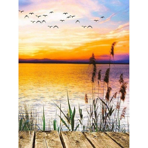 Image of SUNRISE BY THE LAKE Diamond Painting Kit