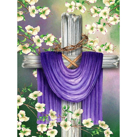 Image of HOLY CROSS WITH FLOWERS Diamond Painting Kit
