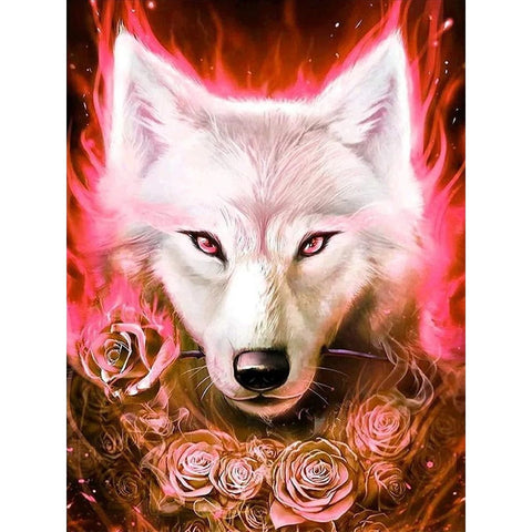 Image of RED ROSES WOLF Diamond Painting Kit