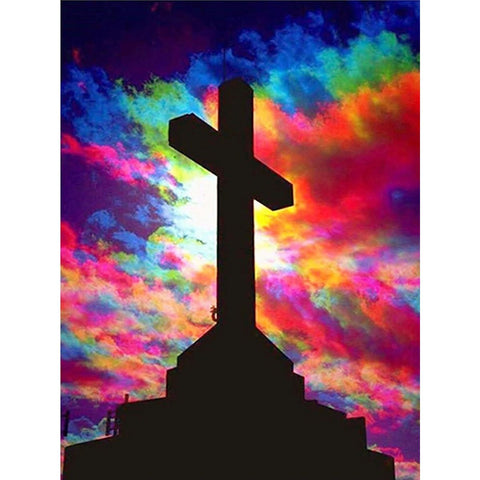 Image of COLORFUL SKY WITH CROSS Diamond Painting Kit
