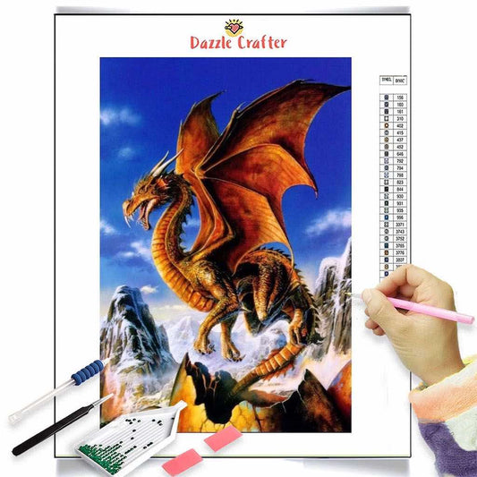 FIERY ORANGE DINOSAUR Diamond Painting Kit