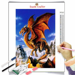 FIERY ORANGE DINOSAUR Diamond Painting Kit