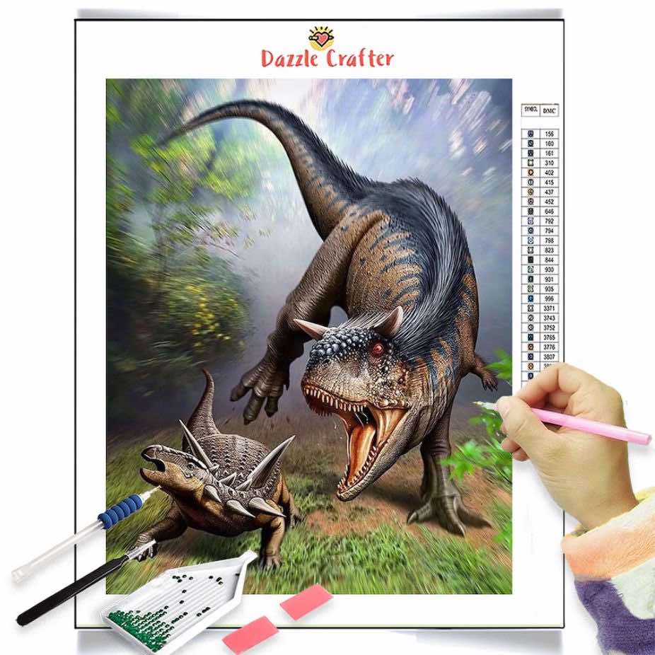 DINOSAUR IN THE FOREST Diamond Painting Kit – DAZZLE CRAFTER
