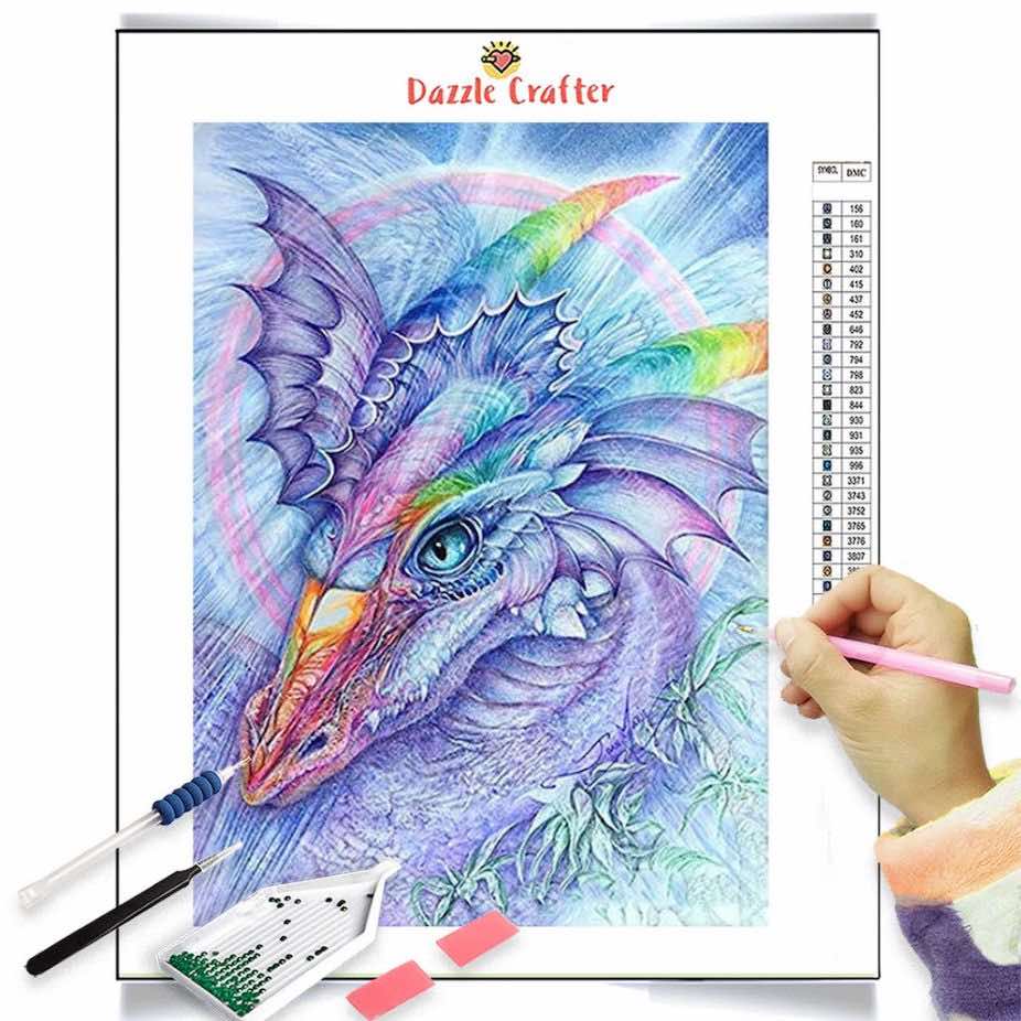 PURPLE RAINBOW DINOSAUR Diamond Painting Kit