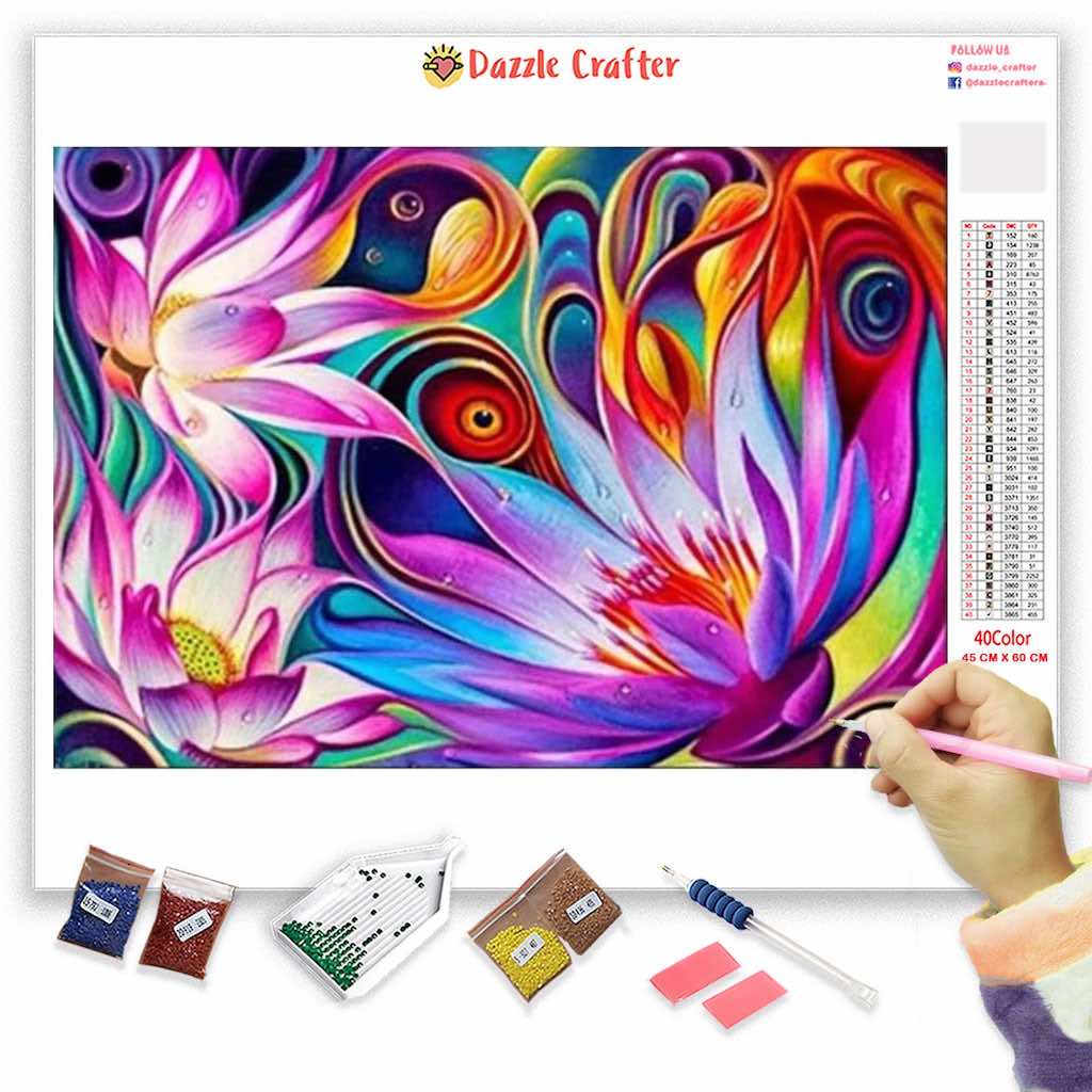 ABSTRACT PINK LILIES Diamond Painting Kit
