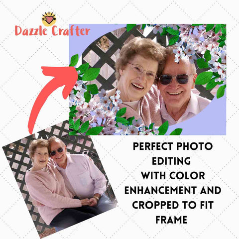 Image of CUSTOM PHOTO WITH FLOWER FRAME - MAKE YOUR OWN DIAMOND PAINTING