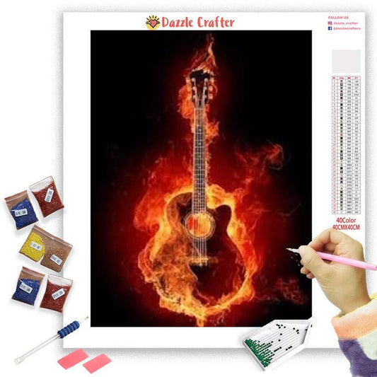 BLAZING GUITAR Diamond Painting Kit